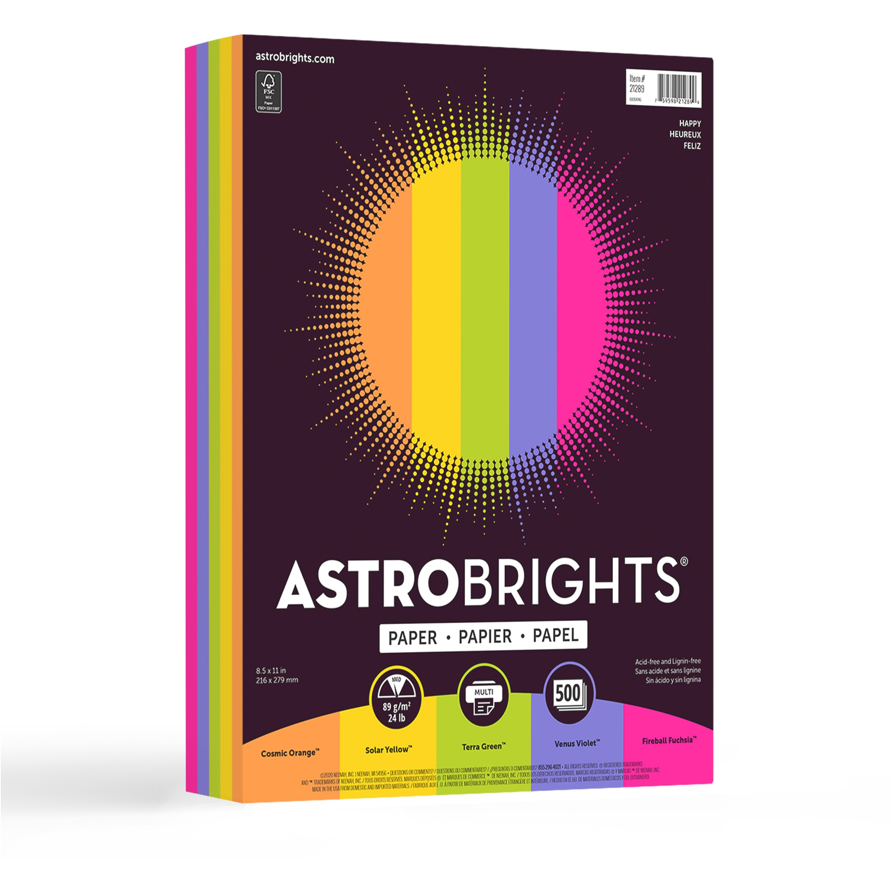 Astrobrights "Happy" Assortment 24lb Paper - 500 Sheets